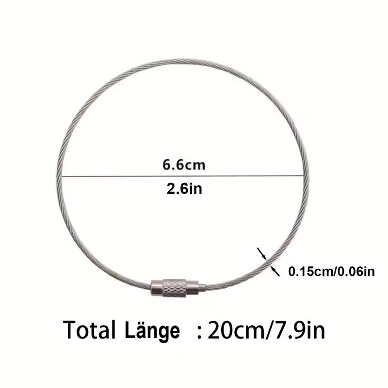 Edelstahl-Drahtring für Schlüssel, Schlüsselanhänger, Gepäckanhänger 20cm