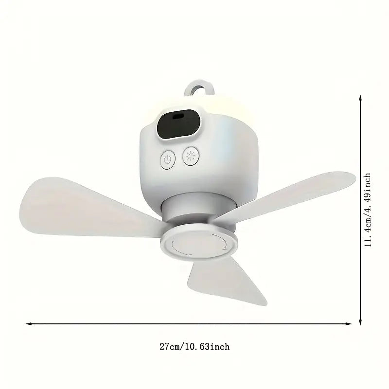 Tragbarer USB-Wiederaufladbarer Deckenventilator mit LED-Licht, 8000mAh Akku