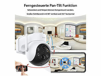 7links Außen-Pan-Tilt-IP-Überwachungskamera mit 2K, Akku, WLAN & App, IP66 Elektroniktrade Switzerland