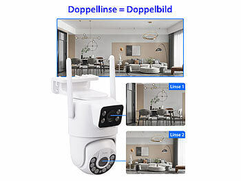 7links Dual-Objektiv-IP-Außen-Kamera, 2x 2K, 3MP, Pan-Tilt, 360°, WLAN, IP54 Elektroniktrade Switzerland