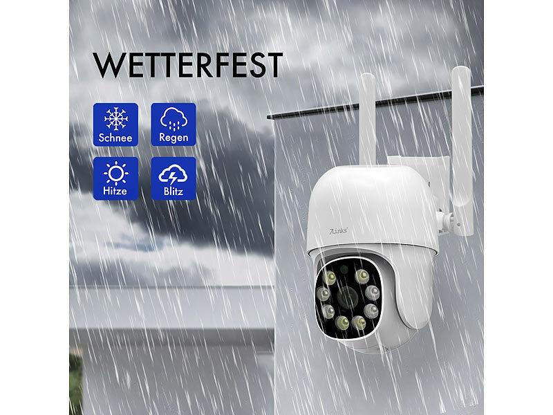 7links WLAN-Pan-Tilt-Outdoorkamera, 2K, Tonerkennung, Farb-Nachtsicht, Sirene elektroniktrade Switzerland