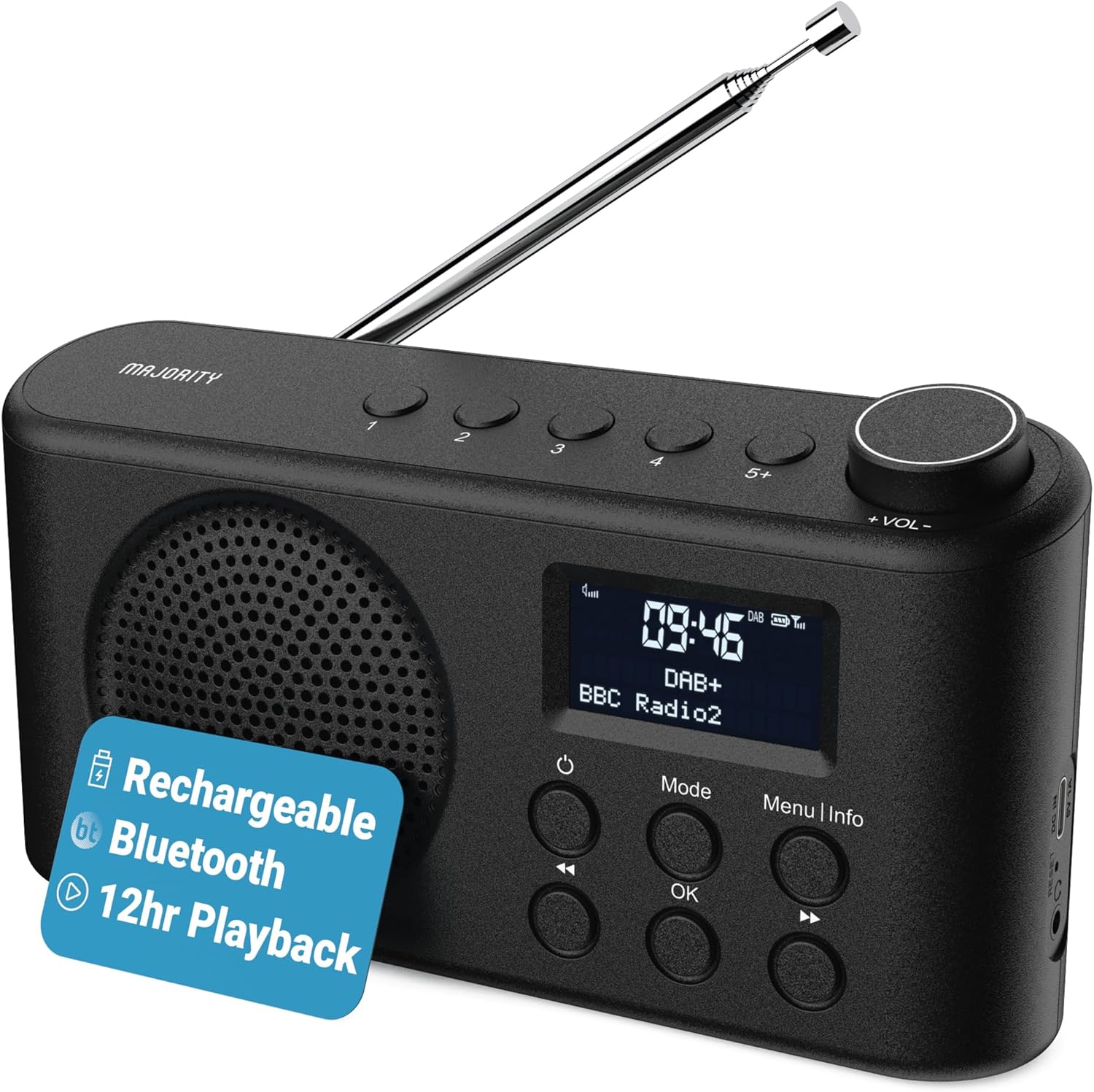 Tragbares DAB+ Radio mit Bluetooth & USB-C & Akku