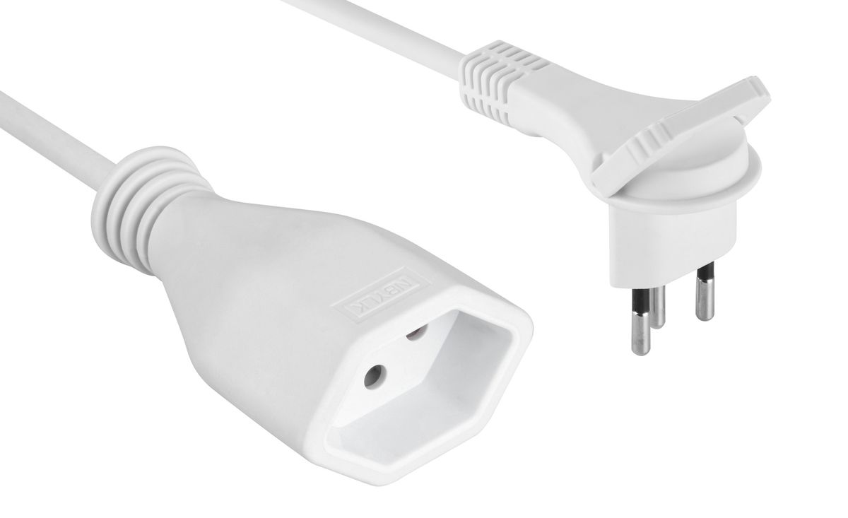 Verlängerungskabel FLAT 3-Polig - 1m, weiss, H05VV-F 3G1.0mm2, mit Kinderschutz, 230V - 10A