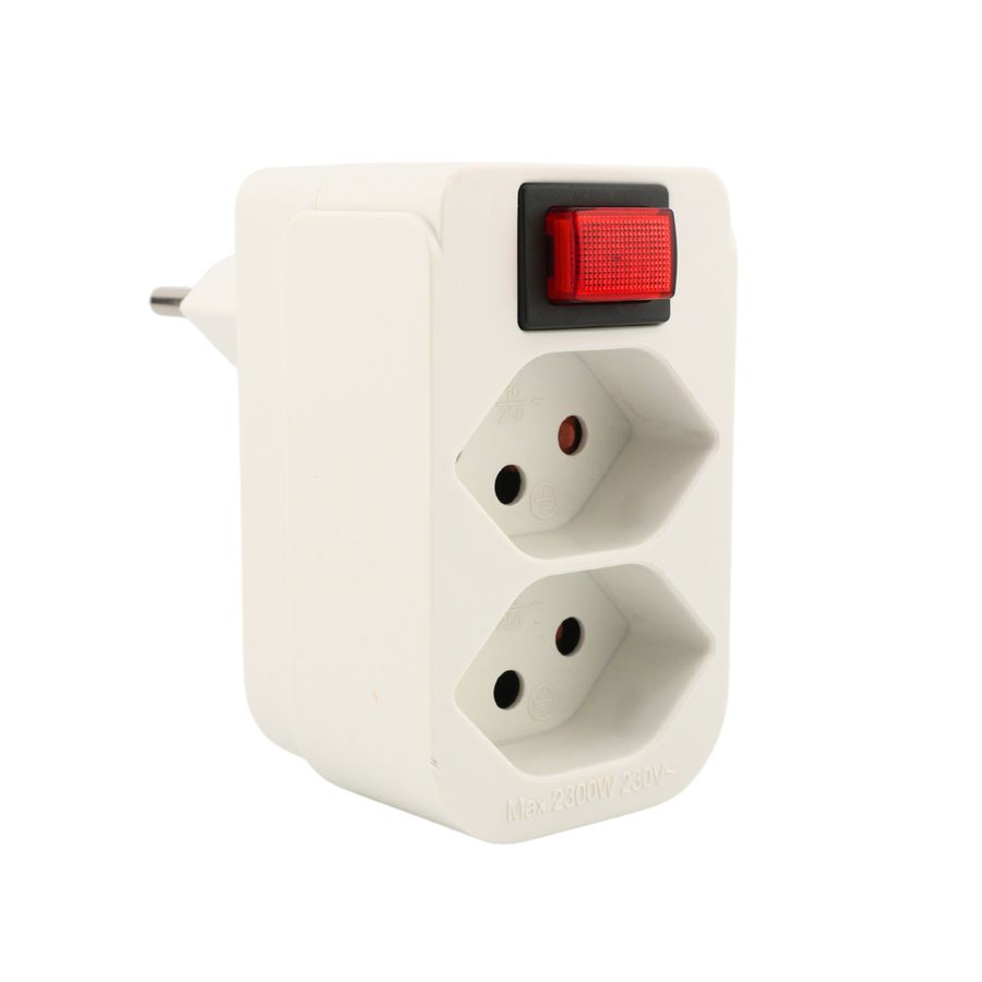 Abzweigstecker 2x T13 mit Schalter