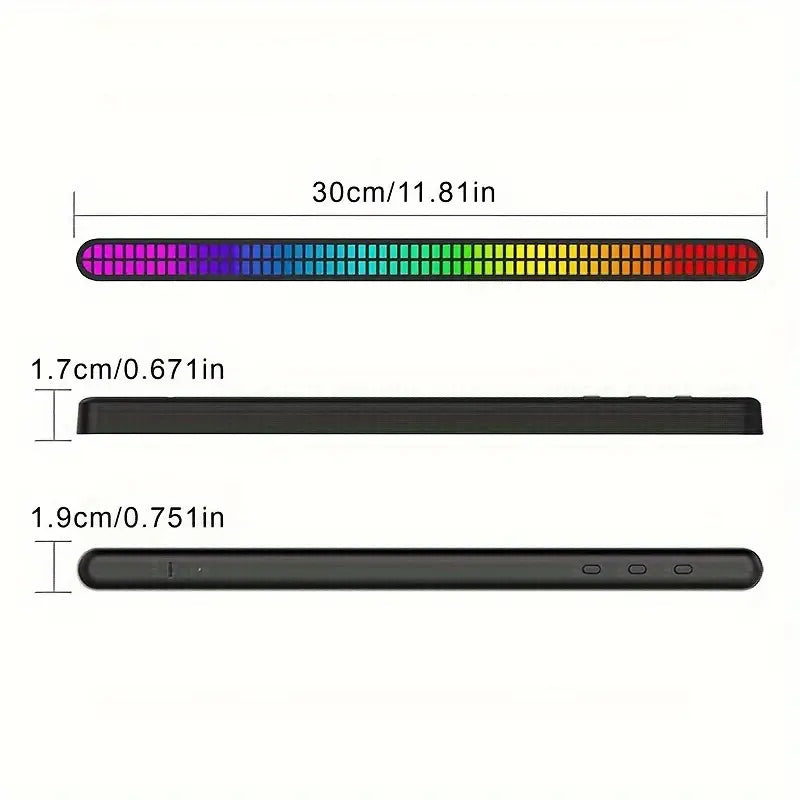 64-Bit-RGB Sprachgesteuerte LED Pegelanzeige mit USB-C/Akku