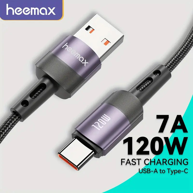 7A 120W Max Super-Schnellladung USB-A zu Typ C Kabel 30cm