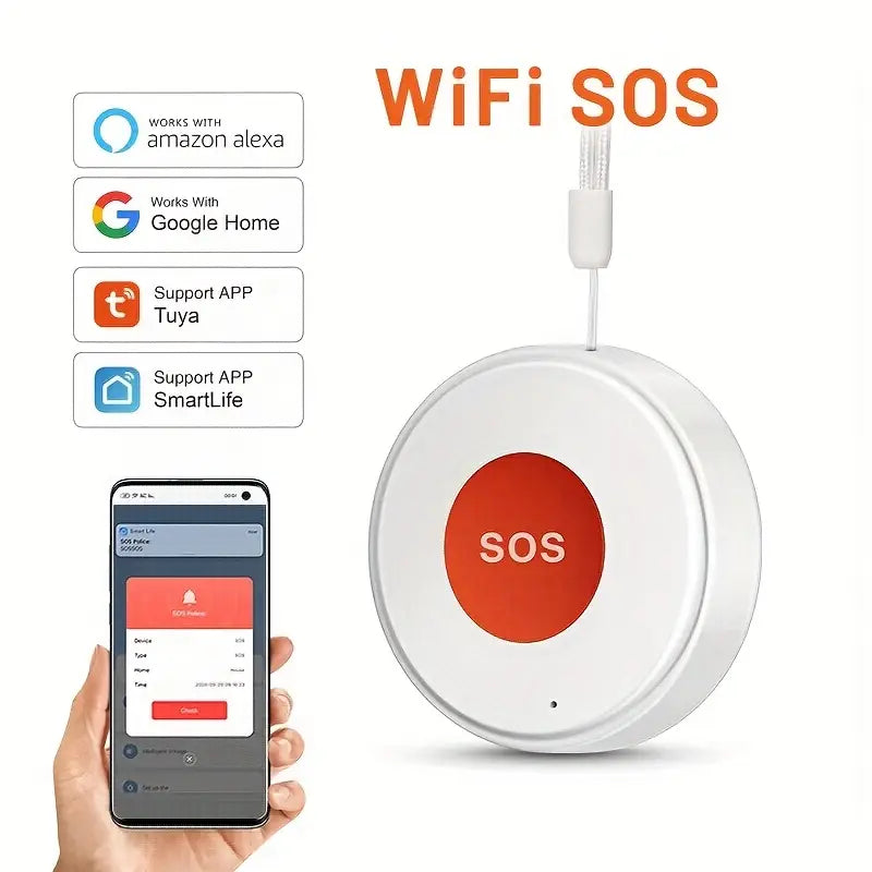 Hochwertiger Kabelloser SOS Notfallknopf mit Wi-Fi & App-Benachrichtigungen