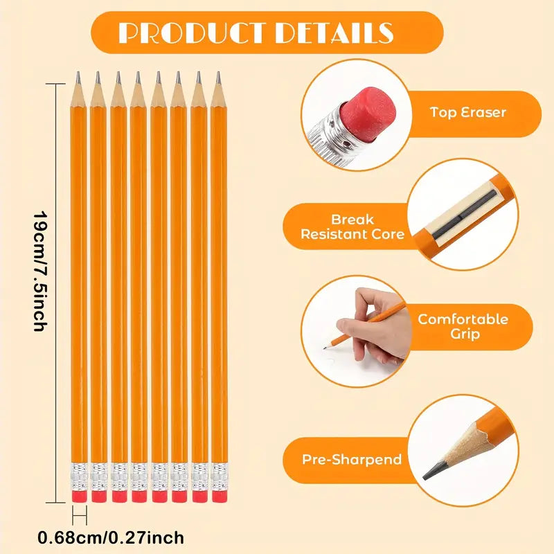 Gelber Bleistift mit Radiergummi fürs Schreiben, Zeichnen und Skizzieren