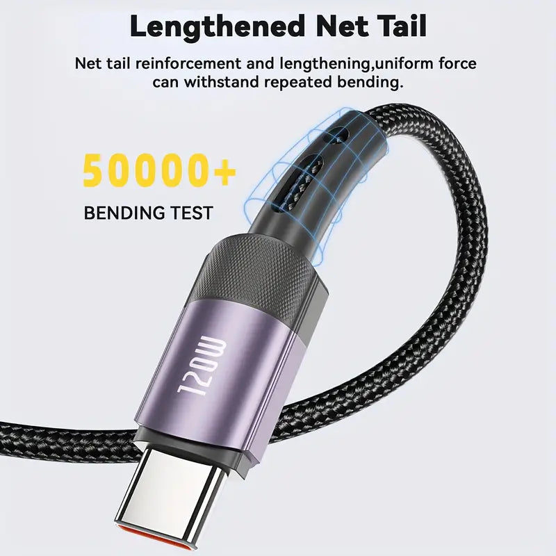 7A 120W Max Super-Schnellladung USB-A zu Typ C Kabel 30cm