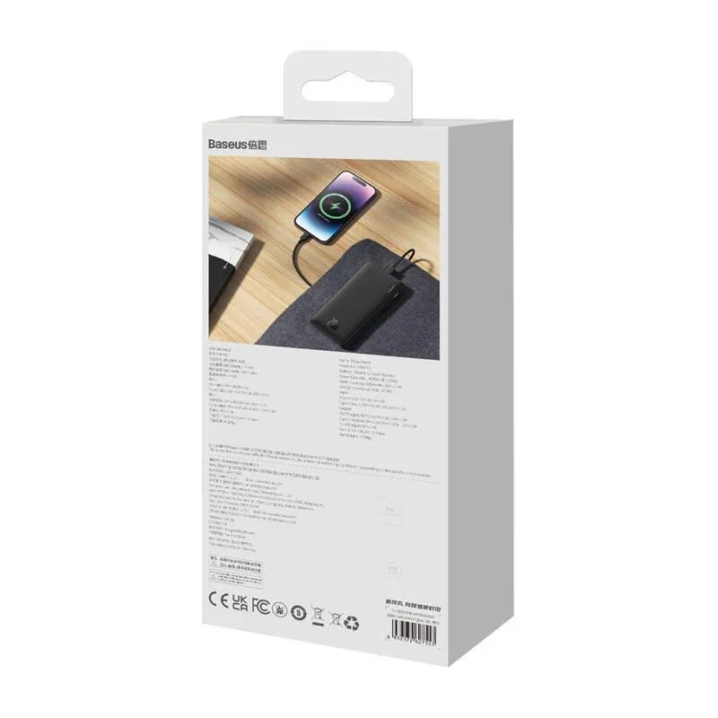 Baseus Airpow Powerbank, 10.000mAh, USB + USB-C, 20W, schwarz
