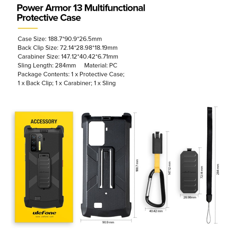 Für Ulefone Power Armor 13 Multifunktionale TPU + PC-Schutzhülle mit Rückenclip & Karabiner