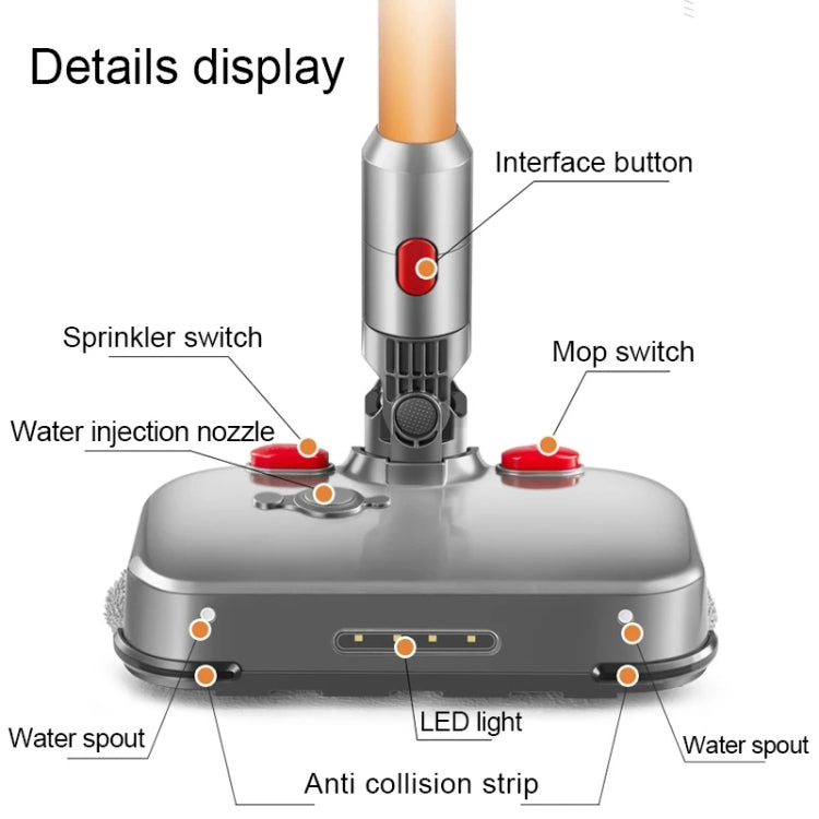 D2 Elektrischer Nass- und Trockenwischkopf mit Wassertank, For Dyson V6, For Dyson V7 / V8 / V10 / V11