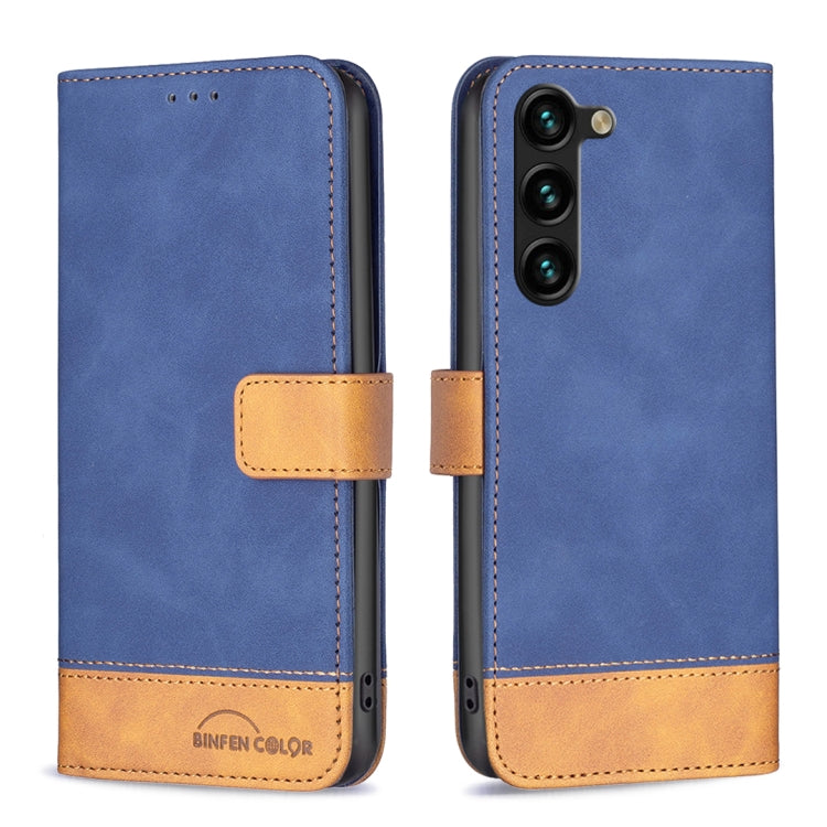 Für Samsung Galaxy S23+ 5G BF11 Color Matching Skin Feel Leather Phone Case (Blau)