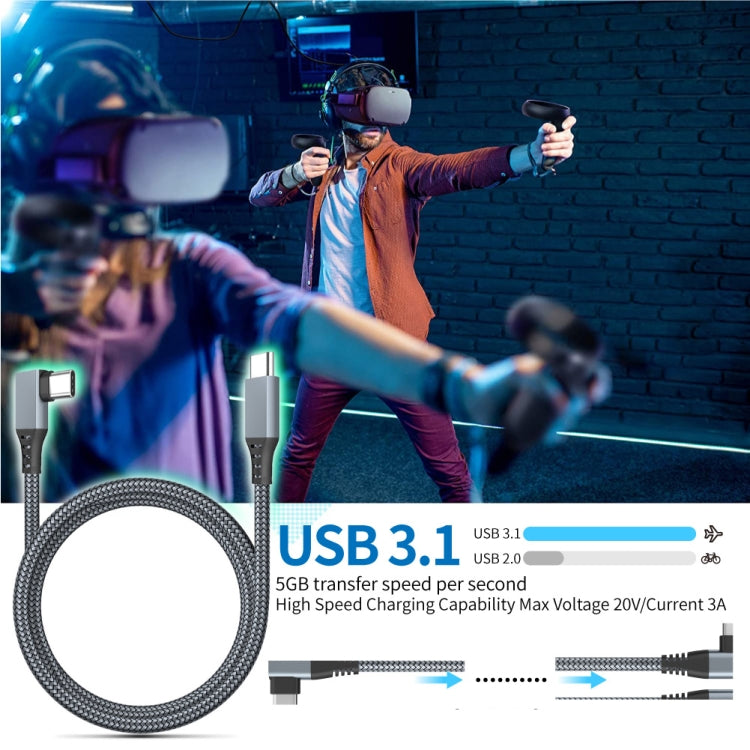 6 m langes USB-C-/Typ-C-zu-USB-C-/Typ-C-Winkelstück, 5 Gbit/s, 60 W, USB 3.1 Gen1, Schnellladen & Daten Synchro.