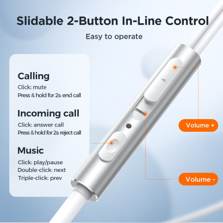 JOYROOM JR-EW03 3,5-mm-In-Ear-Kopfhörer mit Metallkabel, Länge: 1,2 m