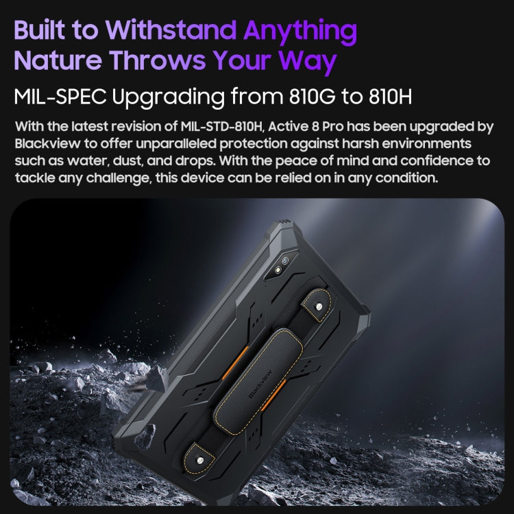Robustes Blackview Active 8 Pro 4G-Tablet, 10,36 Zoll, 8 GB + 256 GB, Android 13 MT6789 Octa Core, unterstützt Dual-SIM, globale Version mit Google Play, EU-Stecker