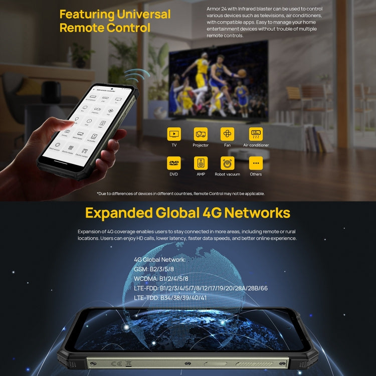 Ulefone Armor 24, robustes Telefon, seitlicher Fingerabdruck, 22000 mAh, 6,78 Zoll Android 13 MediaTek Helio G96 Octa Core, Netzwerk: 4G, NFC