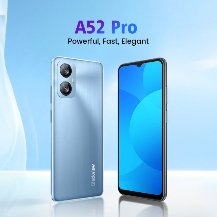 Blackview A52 Pro, Fingerabdruckerkennung, 6,52 Zoll Android 13 Unisoc T606 Octa Core bis zu 1,6 GHz, Netzwerk: 4G, OTG, 4GB+128GB, 6GB+128GB