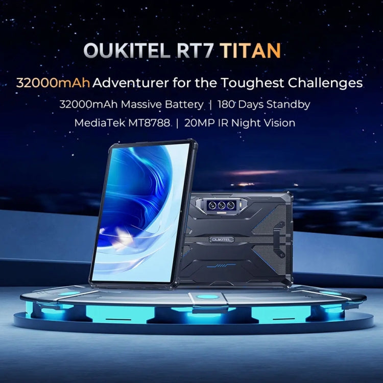 OUKITEL RT7 TITAN 4G Netzwerk IP68/IP69K Robustes Tablet, 10,1 Zoll Android 13 MediaTek MT8788 Octa Core Unterstützung Dual SIM, EU-Stecker, RT7 4G 8GB+256GB