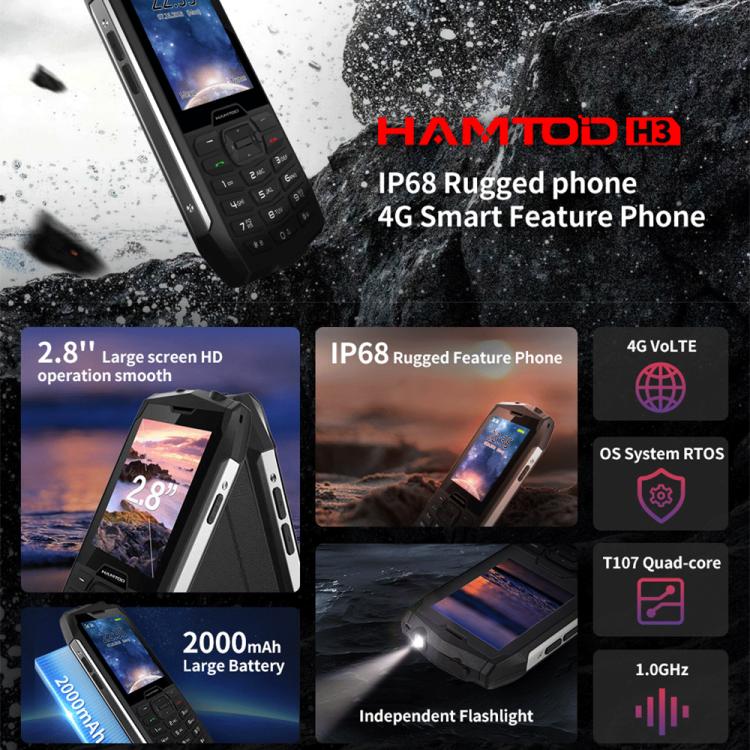 HAMTOD H3 / R3T Robustes Telefon, EU-Version, 2,8 Zoll