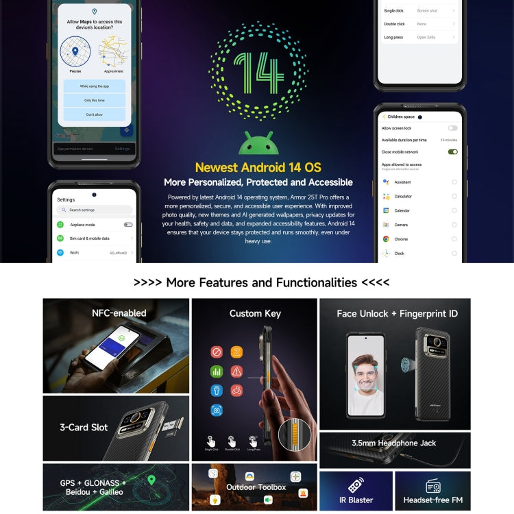 Robustes Ulefone Armor 25T Pro-Telefon, Wärmebildgebung, 6,78 Zoll Android 14 MediaTek Dimensity 6300 Octa Core, Netzwerk: 5G, NFC, Armor 25T Pro