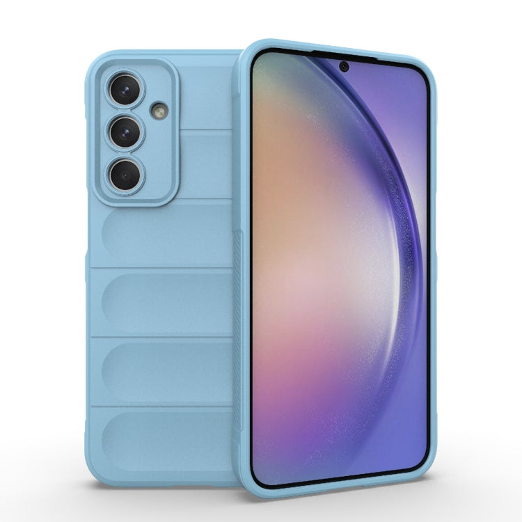 Für Samsung Galaxy M35 Magic Shield TPU + Flanell-Telefonhülle (Hellblau)