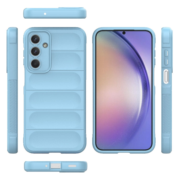 Für Samsung Galaxy M35 Magic Shield TPU + Flanell-Telefonhülle (Hellblau)