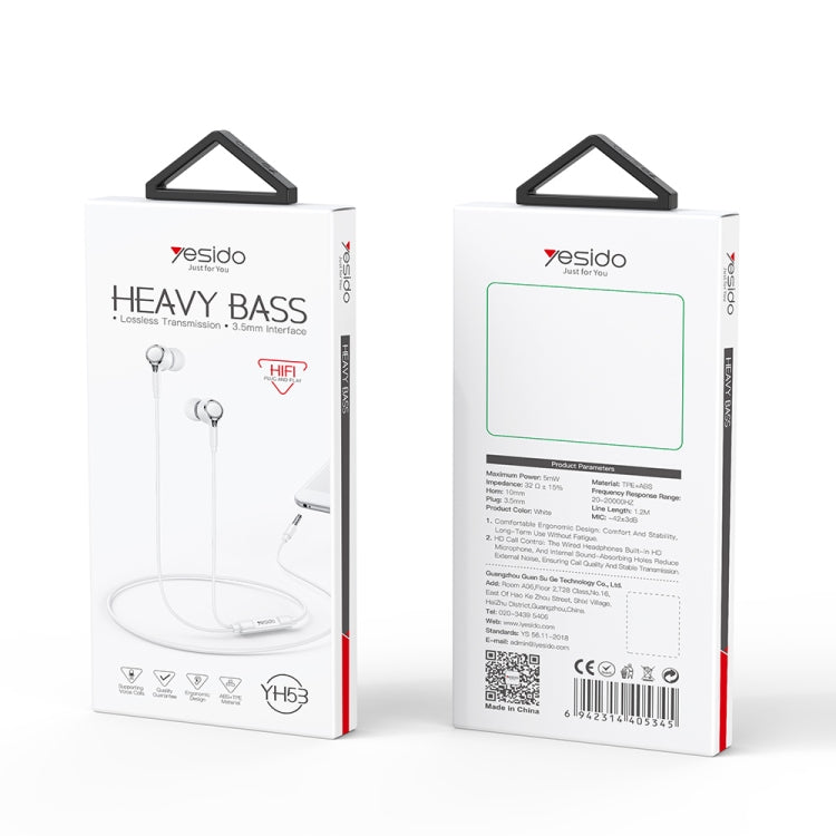 Yesido YH53 3,5 mm In-Ear-Kopfhörer mit Kabel, Länge: 1,2 m, YH53