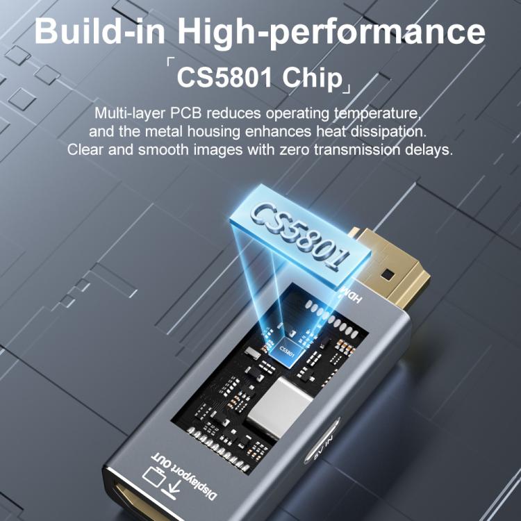 4K 60Hz HDMI-Stecker auf DP-Buchse HD-Adapter (Grau)