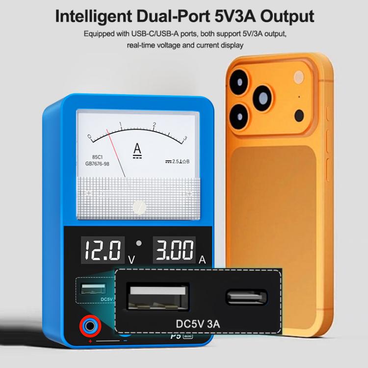 P5 Mini 5V / 3A Dual-Display Smart-Netzteil mit Amperemeter