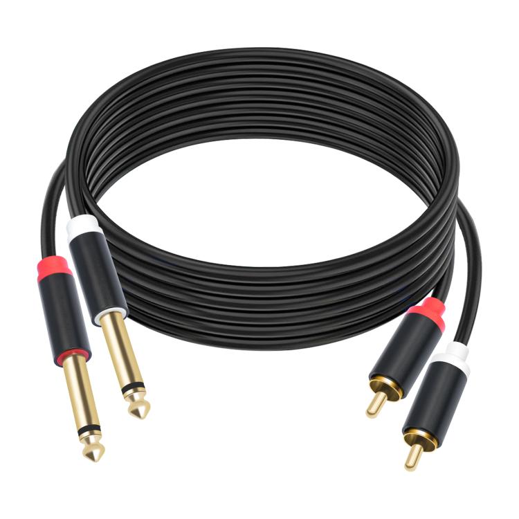 2 RCA auf 2 6,35 mm Stecker Audio-Anschlusskabel für Mischpulte, 1,5 m, 3 m, 5 m