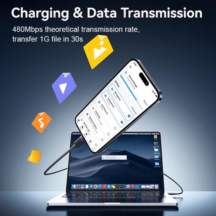 USAMS SJ781 U94 USB-C / Type-C to 8 Pin PD30W Fast Charging Data Cable, 1m
