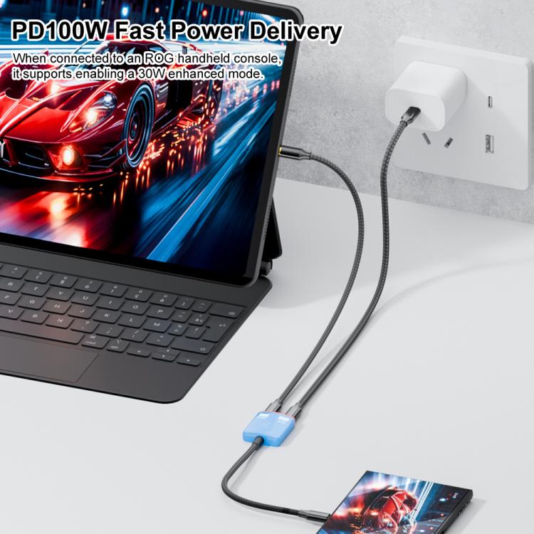 2-in-1-AR-Konverter mit vollem Funktionsumfang: USB-C auf Dual-USB-C (Schwarz/Weiß)