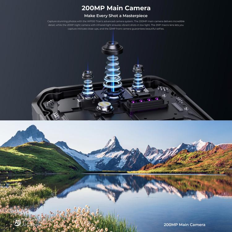 Oukitel WP100 TITAN 5G Projector Rugged Phone, 16GB+512GB, 200MP Camera, Fingerprint Identification, 6.8 inch Android 14 MediaTek Dimensity 7300 Octa Core, NFC, OTG, Network: 5G