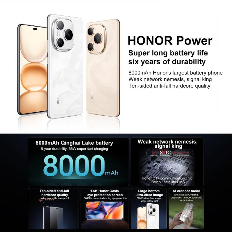 Honor Power, 12GB+256GB, Screen Fingerprint, 6.78 inch MagicOS 9.0 Snapdragon 7 Gen 3 Octa Core, Network: 5G, NFC, OTG