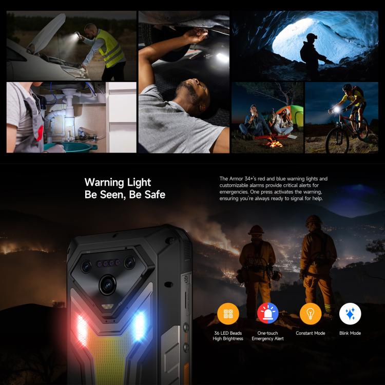 Ulefone Armor 34+, 16GB+512GB, Night Vision, IP68/IP69K, 6.95 inch Android 15 MediaTek Dimensity 7400X Octa Core