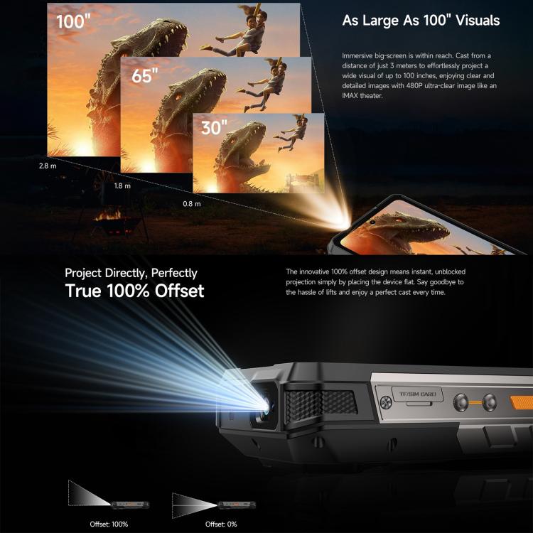 Ulefone Armor 34 Pro+ Projektor, 16 GB + 512 GB, Nachtsicht, robustes Smartphone (IP68/IP69K)