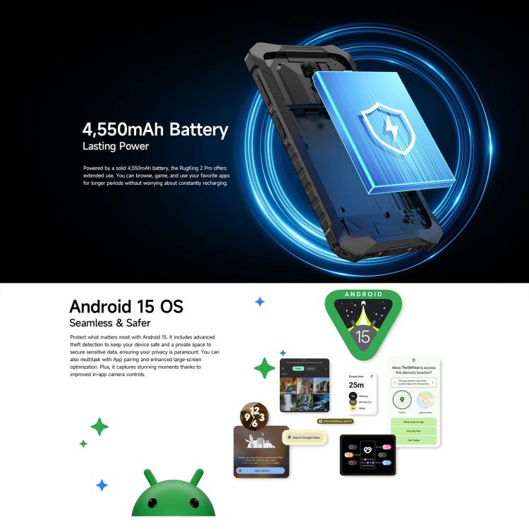 Ulefone RugKing 2 Pro, 4GB+128GB, IP68/IP69K, 5.45" Android 15 Unisoc T7250 Octa Core