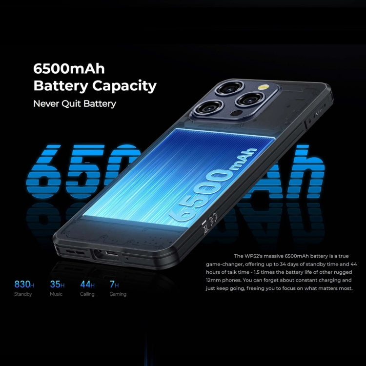 Oukitel WP52 5G Robustes Telefon, 4 GB + 256 GB, 6,6 Zoll Android 14.0 MediaTek Dimensity 6100+ Octa-Core 3,0 GHz, NFC, OTG, Netzwerk: 5G