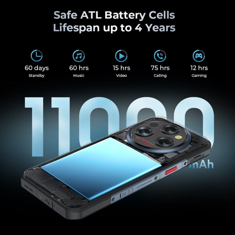 Oukitel WP35 5G Robustes Telefon, 8 GB + 256 GB, IP68/IP69K-Fingerabdruckerkennung, 11000 mAh, 6,6 Zoll MediaTek Dimensity 6100+ Octa Core, NFC, OTG, Netzwerk: 5G