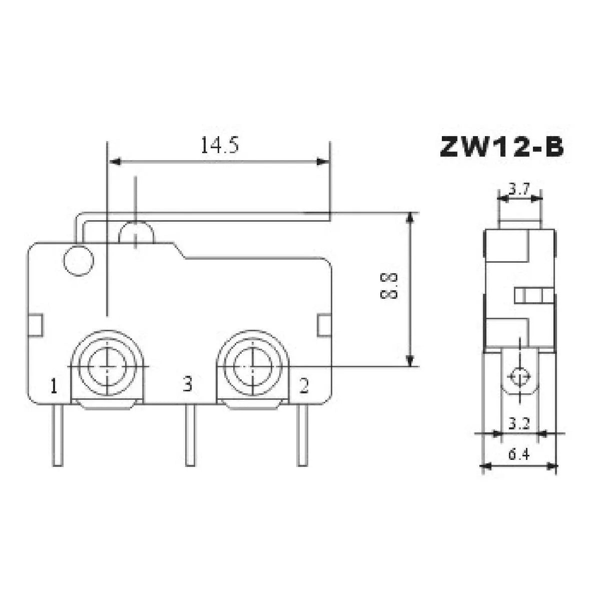 Mikroschalter mit Hebel, 250V/5A – Ansicht 2