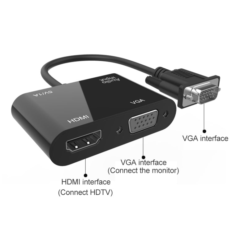 5138HV 1080P VGA zu HDMI + VGA Adapter mit Audio