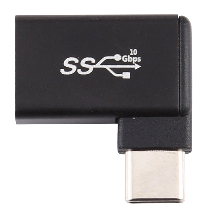 USB-C-Stecker auf USB 3.0-Buchse, 90-Grad-Winkelkopf-Aluminium-Adapter (schwarz)