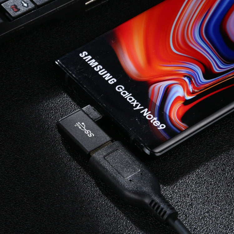 USB-C-Stecker auf USB 3.0-Buchse, 90-Grad-Winkelkopf-Aluminium-Adapter (schwarz)