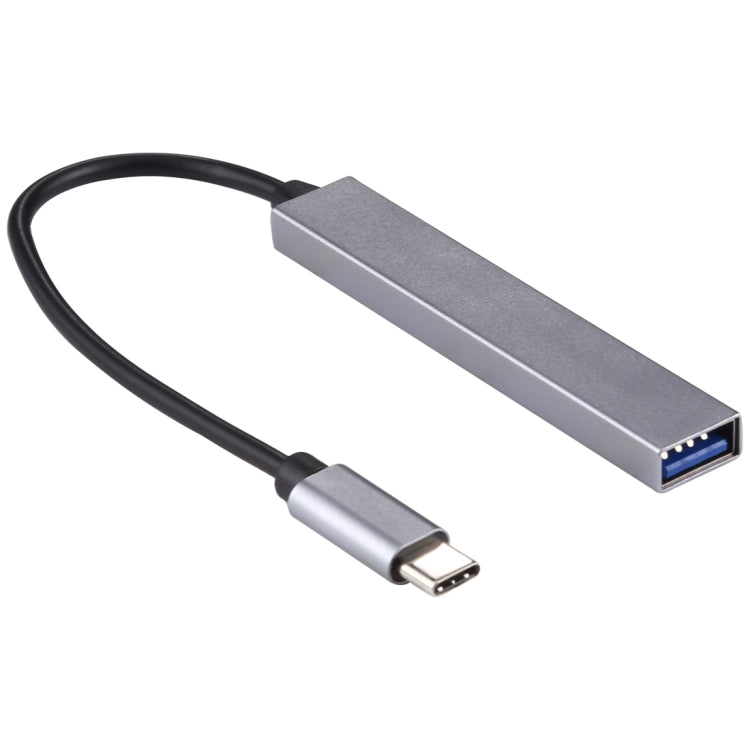 T-818 4 x USB 3.0 zu USB-C / Type-C HUB Adapter (Silbergrau)