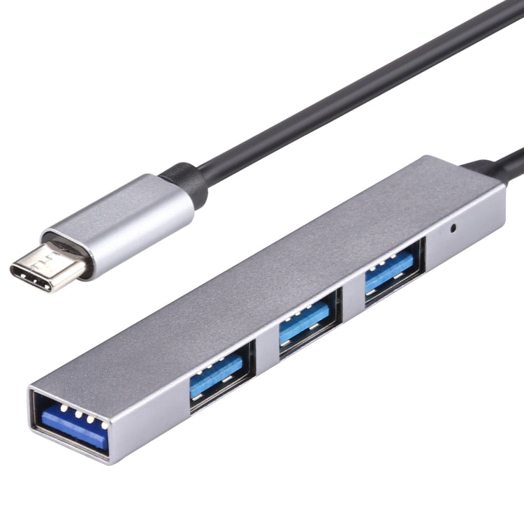 T-818 4 x USB 3.0 zu USB-C / Type-C HUB Adapter (Silbergrau)