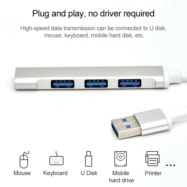 A-809 USB 3.0 + 3 x USB 2.0 auf USB 3.0 HUB-Adapter aus Alu