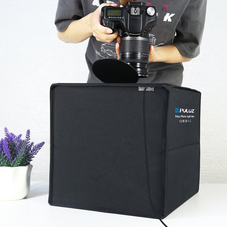 PULUZ 30 cm faltbares, hohes 97 CRI-Ringlicht, Fotobeleuchtung, Studio-Aufnahmezelt, Box-Set mit 6 Hintergrundfarben (Schwarz, Weiß, Orange, Rot, Grün, Blau), aufgeklappte Größe: 30 cm x 30 cm x 30 cm, 30cm Box Black