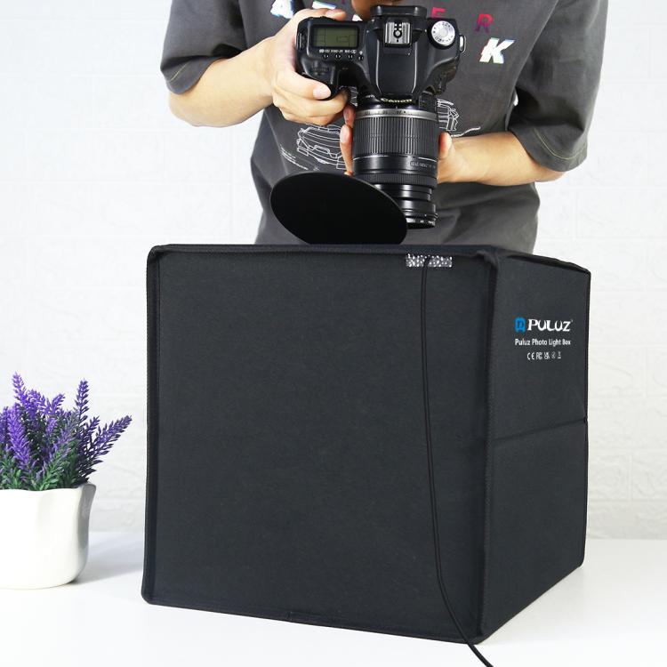 PULUZ 30 cm faltbares, hohes 97 CRI-Ringlicht, Fotobeleuchtung, Studio-Aufnahmezelt, Box-Set mit 6 Hintergrundfarben (Schwarz, Weiß, Orange, Rot, Grün, Blau), aufgeklappte Größe: 30 cm x 30 cm x 30 cm