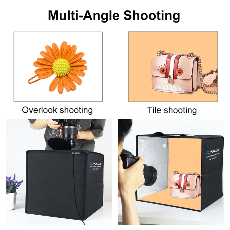 PULUZ 30 cm faltbares, hohes 97 CRI-Ringlicht, Fotobeleuchtung, Studio-Aufnahmezelt, Box-Set mit 6 Hintergrundfarben (Schwarz, Weiß, Orange, Rot, Grün, Blau), aufgeklappte Größe: 30 cm x 30 cm x 30 cm, 30cm Box Black